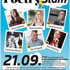 "Apropos dansk-tysk:

Oplev dansk-tysk Poetry Slam i Kühlhaus i Flensborg.
 
Den 21. september&hellip;
