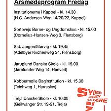 GLÆDELIGE ÅRSMØDER - FREDAGSPROGRAMMET
Så er det nu. Årsmøderne i Sydslesvig 2026.
Her er programmet&hellip;