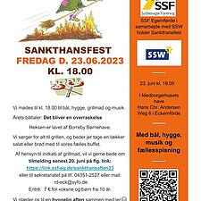 SSF EGERNFØRDE OG SSW INVITERER TIL SANKTHANSFEST I MEDBORGERHUSETS HAVE
23. JUNI KL. 18
HUSK AT&hellip;