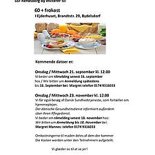 SSF RENDSBORG BY TILBYDER
FROKOST FOR 60+ MEDLEMMER I EJDERHUSET
MED MARGRET MANNES OG RUTH MARTIN&hellip;