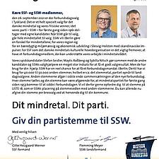 NÅR SSW GÅR TIL VALG, GÅR HELE MINDRETALLET TIL VALG
SSF har sammen med SSW sendt en fælles&hellip;