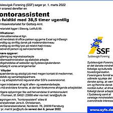 SSF søger en fuldtids kontorassistent til sekretariatet i Slesvig: