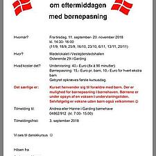 Dansk-kursus for fortsættere starter igen den 11.09. i Garding Børnehave. Der vil være mulighed for&hellip;
