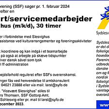 SSF SØGER VICEVÆRT/SERVICEMEDARBEJDER TIL SLESVIGHUS

Sydslesvigsk Forening (SSF) søger pr. 1.&hellip;