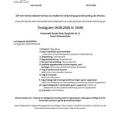 GENERALFORSAMLING I VESTERMØLLE
18. AUGUST 2020 KL. 19.00
